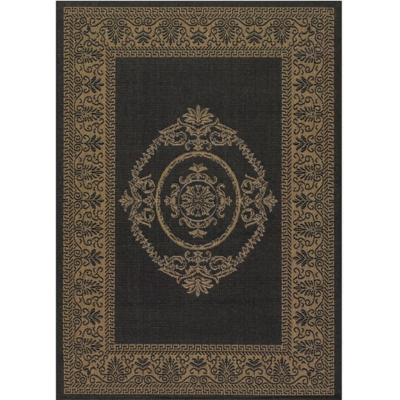 Couristan 2' x 3.5' Black and Brown Rectangular Polypropylene Area Throw Rug
