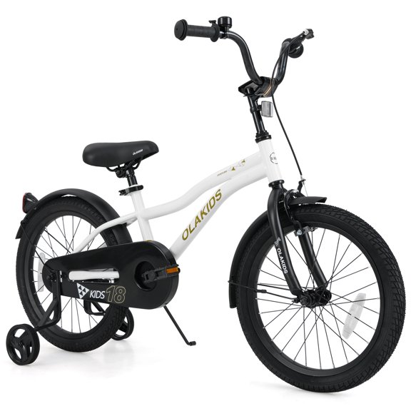 OLAKIDS Kids Bike, 12 14 16 18 Inch Toddlers Bike with Training Wheels Safety Bell Adjustable Seat and Handlebar, Handbrake and Coaster Brake, Children's Bicycle for Boys Girls