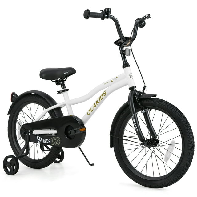 OLAKIDS Vélo Enfant, 12, 14, 16 et 18 Pouces, avec Stabilisateurs, Sonnette, Selle et Guidon Réglables, Frein à Main et Frein à Rétropédalage, pour Garçons et Filles.