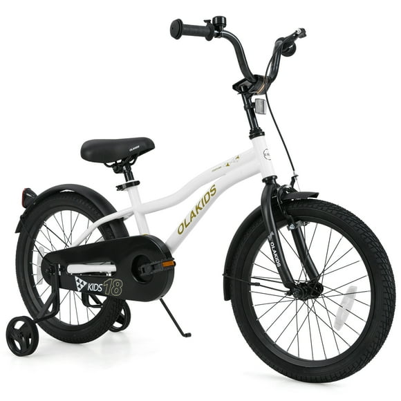 OLAKIDS Vélo pour Enfants, Vélo pour Tout-Petits de 12 14 16 18 Po avec Roues Stabilisatrices, Sonnette de Sécurité, Selle et Guidon Ajustables, Frein à Main et Frein à Rétropédalage, Bicyclette pour Garçons et Filles