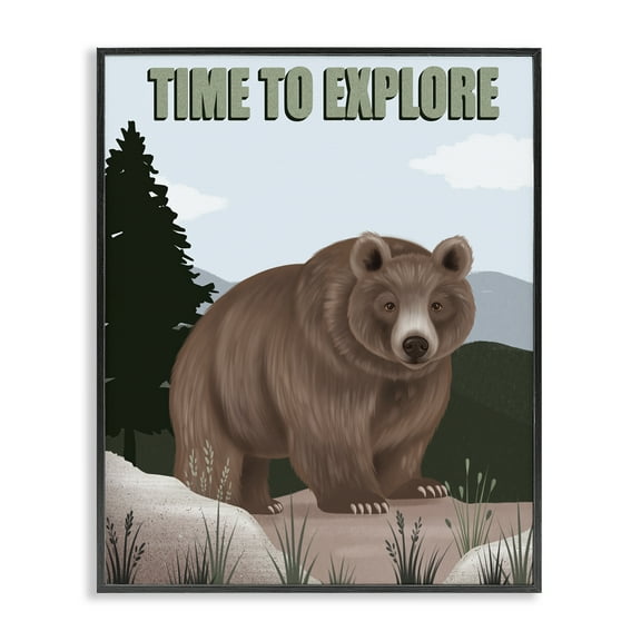 Stupell Industries Adventure Nature & Bear Animals Painting Black Framed Art Print Wall Art, 11 x 14