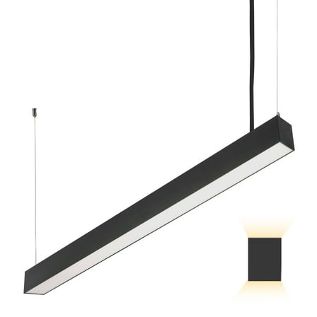 Maxxima 4 ft. LED Black Linear Up / Down Light Fixture, 3 CCT 3500K-5000K, 6000 Lumens, Adjustable Light Output, Suspension Pendant Mounting
