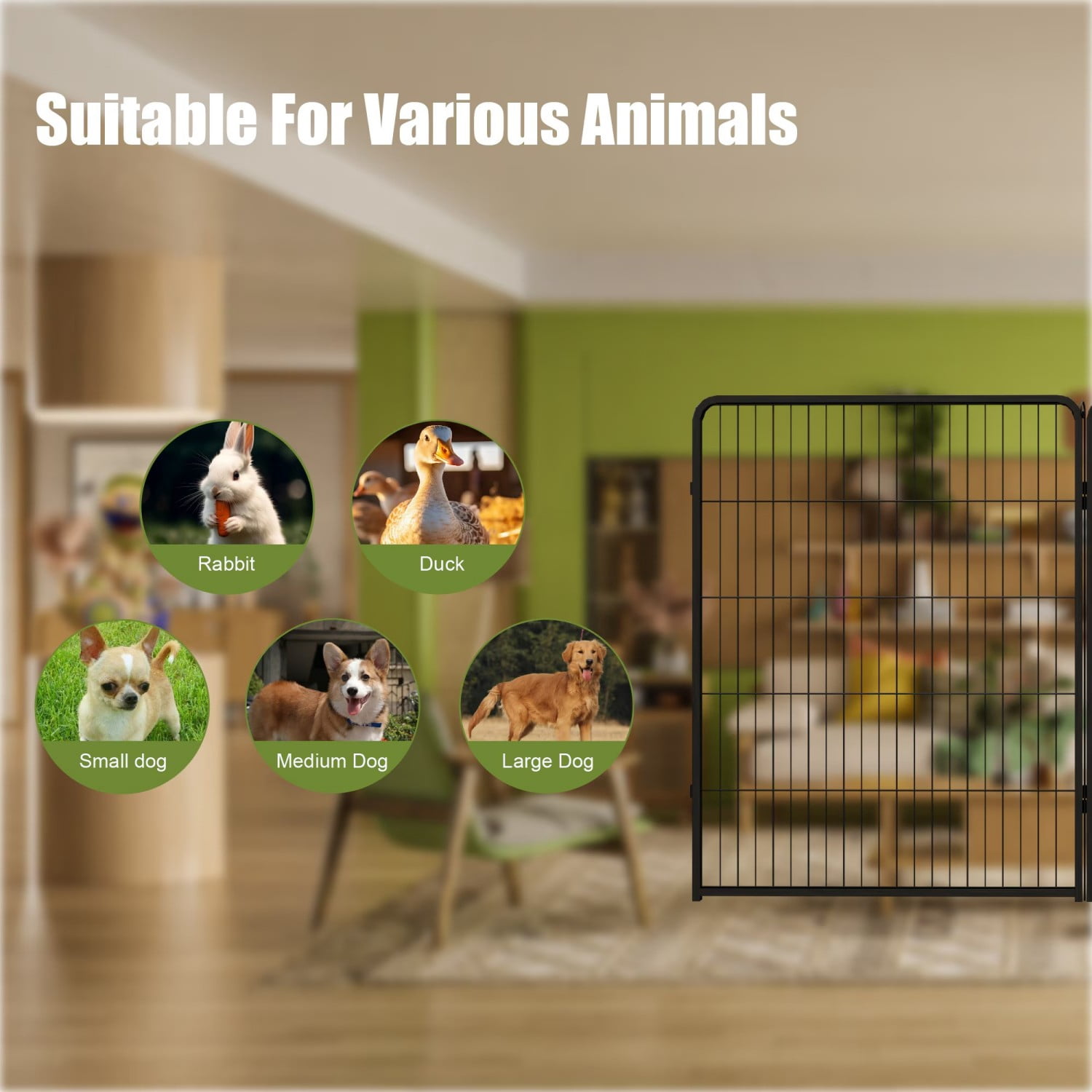 Dog Playpen 40 Inch 16 Panels, Foldable Metal Puppy Playpen with Door, Heavy Duty Dog Exercise Pen for Indoor Outdoor, RV Camping Yard, Black