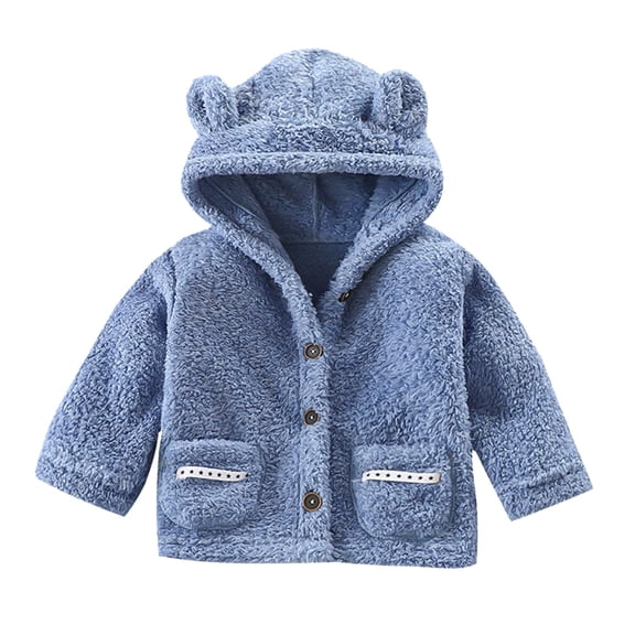 Fgnfyis Boys Warm Hooded Jacket Outerwear Long Sleeve Thick Coats for Children Toddler Kids Blue 3-4 Years