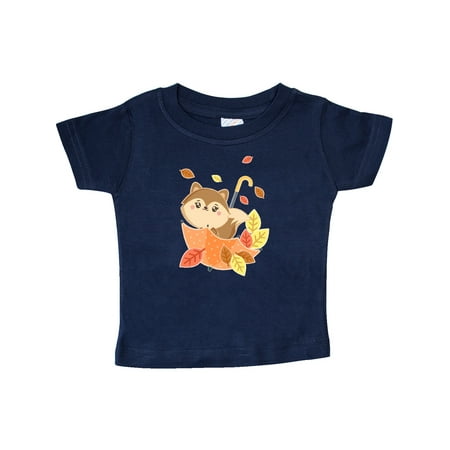 

Inktastic Cute Squirrel Playing in Umbrella with Autumn Leaves Gift Baby Boy or Baby Girl T-Shirt