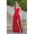 thumbnail image 3 of Vestidos de dama de honor con cuello en V y tirantes finos, vestidos de noche sin espalda sin mangas divididos, vestidos de baile hasta el suelo con bolsillos, 3 of 5