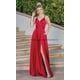 thumbnail image 3 of Vestidos de dama de honor con cuello en V y tirantes finos, vestidos de noche sin espalda sin mangas divididos, vestidos de baile hasta el suelo con bolsillos, 3 of 5