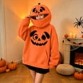 thumbnail image 5 of LEKWK Cute Hoodies for Teen Girls Funny Pumpkin Graphic Print Oversized Sweatshirt Drop Shoulder Warm Halloween Costume Holiday Party Casual 5-16Y, 5 of 7