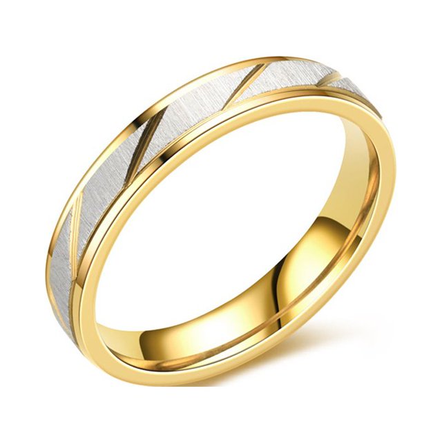 Anillo de promesa de 4/6 mm de oro de 18 quilates a rayas de acero inoxidable para hombres y mujeres joyería de anillos de boda para parejas de acero de titanio