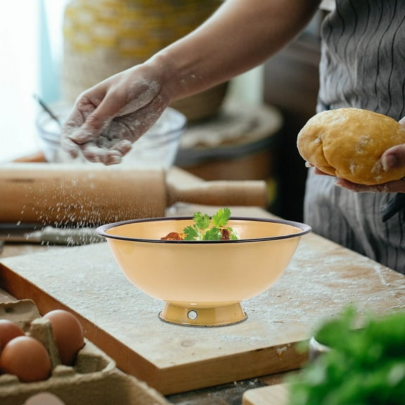 UPOUART Simple Design Enamel Mixing Bowls Kitchen Bowls for Friends Home Use 2 Pcs