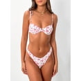 thumbnail image 2 of Women 2 Pieces Swimsuits Halter Neck Backless Bikini Sets Floral Print Tie-up Shoulder Strap Bra with Low Waist Thong Monokini Bathing Suit Beachwear for Vacation, 2 of 7