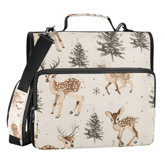 ALAZA Zipper Binder Deer Christmas Tree 3 Ring Trapper Keeper File Folder Organizer Bag