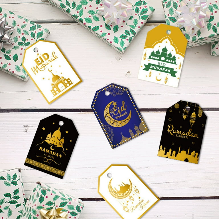 30 Ramadan Mubarak Eid Mubarak Candle Stickers Labels With lamp