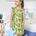 thumbnail image 4 of Balery Cute Dinosaurs Cartoon Camisón de princesa para niñas, pijama de algodón con mangas abullonadas, suave y bonito.-Medium, 4 of 6