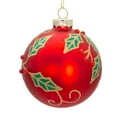 thumbnail image 3 of Kurt Adler 80MM Glass Red Berry and Holly Leaves 6-Piece Ball Ornament Set, 3 of 4