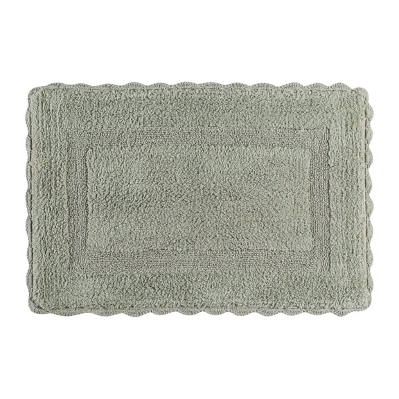 Savi Home 100% Cotton Reversible Crochet Bath Mat, Super Soft Plush Bath Rug, Sage Green, 21 x 34 inches