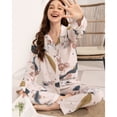 thumbnail image 5 of SWSMCLT Women's Long Sleeve Pajamas Set Silky Comfy Spring Fall Thin V Neck 2 Piece Lounge Set Soft Pjs Satin Holiday Star 6-8, 5 of 5