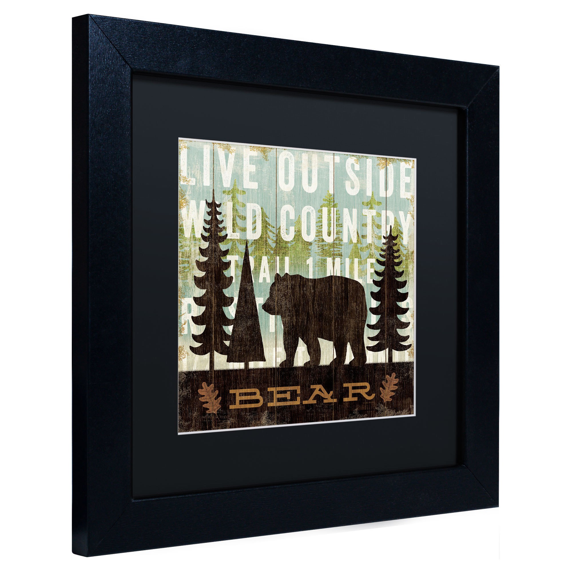 Trademark Fine Art "Simple Living Bear" Canvas Art by Michael Mullan, Black Matte, Black Frame