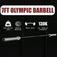 thumbnail image 5 of 7ft Olympic Barbell Bar for Weightlifting, 2 Inch 45 lb Barbell for Squats, Deadlifts, Presses, Rows, Curls, Weight Bars for lifting,500LBS Capacity Available,Black, 5 of 7