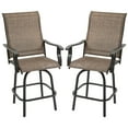 thumbnail image 2 of Outsunny Set of 2 Outdoor Swivel Bar Stools with Armrests, Bar Height Patio Chairs with Steel Frame for Balcony, Poolside, Backyard, Brown, 2 of 9