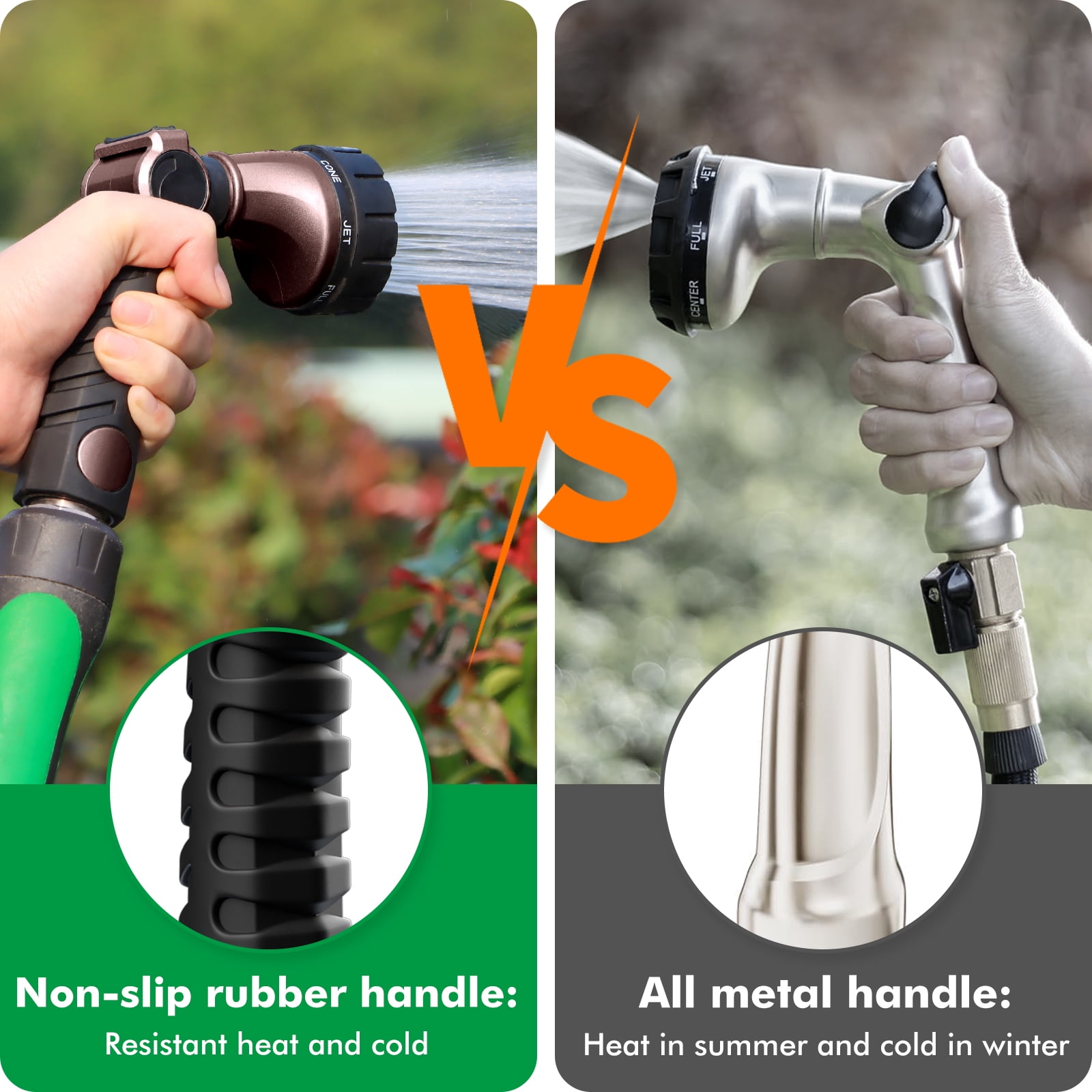 Restmo Ergonomic Zinc-alloy Garden Hose Nozzle, 7 Watering Patterns, Thumb Control, High Pressure Sprayer