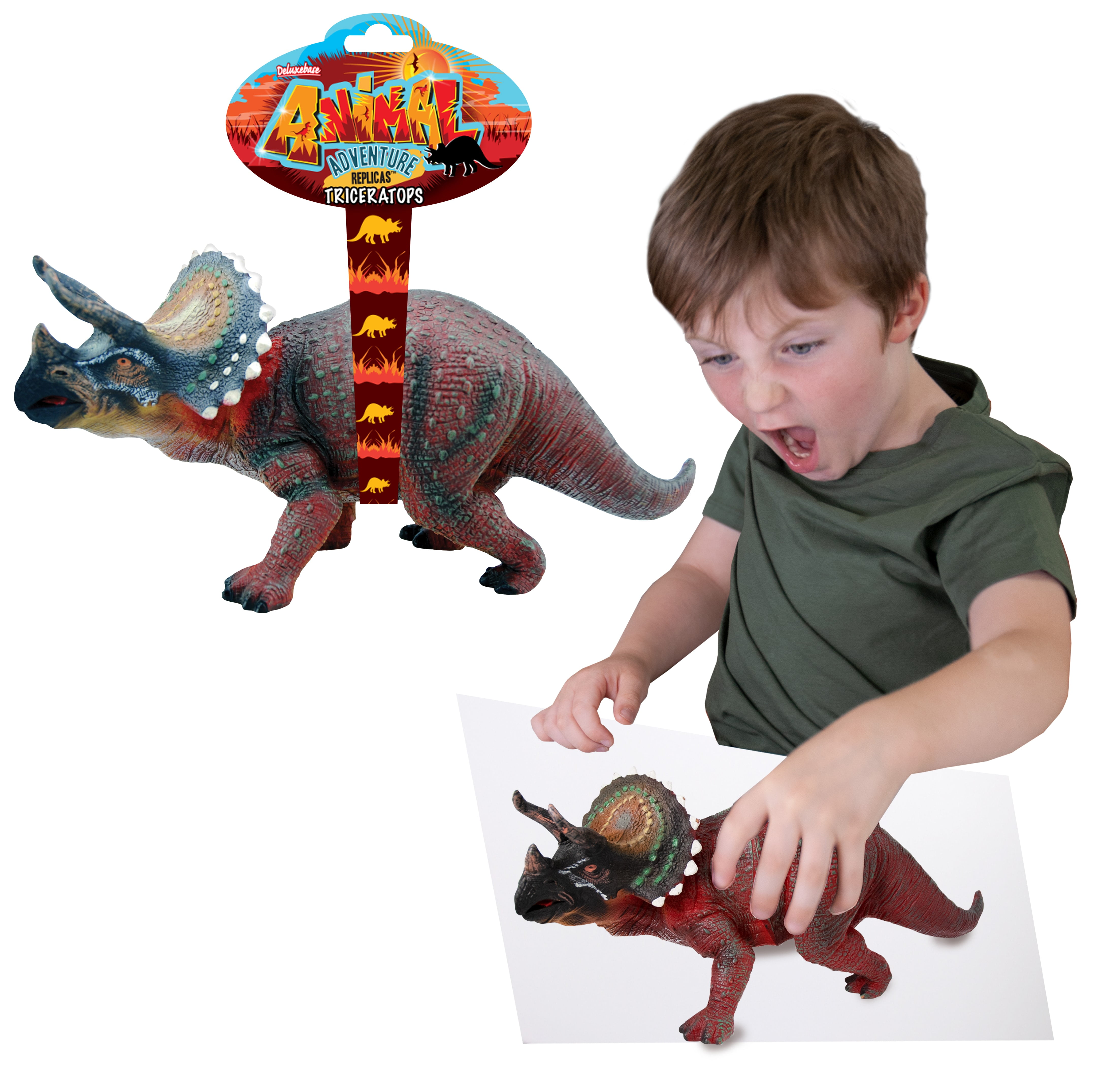 Animal Adventure Replica - Triceratops from Deluxebase. Dinosaur Toy  Plastic Animal Figures. Large sized animal figures that are ideal jurassic animal  toys for kids 
