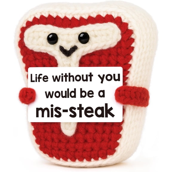 Anniversary Easter Card Gifts for Men Him Husband Boyfriend for Birthday Mothers Day Easter Gifts for Women Her Girlfriend Wife Romantic I love you for Couples, Crochet Steak Present