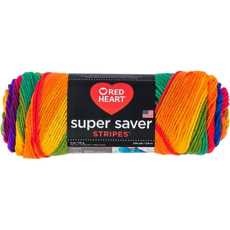 Red Heart Super Saver Favorite Stripe Yarn, 1 (Best Yarn For Soap Saver)