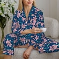 thumbnail image 6 of Honeii Lilies Flowers print Women's Pajama Sets Long Sleeve Button Down Sleepwear Nightwear Soft Pjs Lounge Sets-Small, 6 of 7