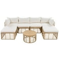 thumbnail image 2 of Glavbiku 6 Seater Outdoor Wicker Furniture Set,All-Weather Rattan Sectional Sofa for Garden,Beige, 2 of 14