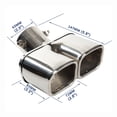 thumbnail image 2 of 63mm Exhaust Tips Muffler Stainless Steel Car Exhaust Tail Pipe Double Outlet Square Mouth End Pipe Silver, 2 of 6