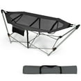 thumbnail image 1 of Gymax Folding Hammock Indoor & Outdoor Hammock with Side Pocket & Iron Stand Grey, 1 of 10