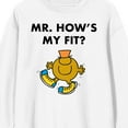 thumbnail image 2 of Mr. Men And Little Miss Meme Mr. How's My Fit Crew Neck Long Sleeve White Adult Sweatshirt-3XL, 2 of 3