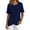 Blue, variant on Summer Knitted Tops for Women Crew Neck Short Sleeve Asymmetrical Hem Button Shirts Trendy Casual Blouses