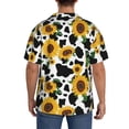thumbnail image 3 of Lsque Cute Cow Print Sunflower D print Men's Cuban Collar Short Sleeve Shirt Summer Beachwear Casual Button Down Fashionable Vacation Leisure Shirt-3X-Large, 3 of 7