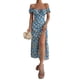 thumbnail image 1 of VISgogo Vestido de manga corta para mujer con estampado floral, correa de cuello cuadrado, versión dividida, ropa de verano VISgogo  moda, 1 of 3
