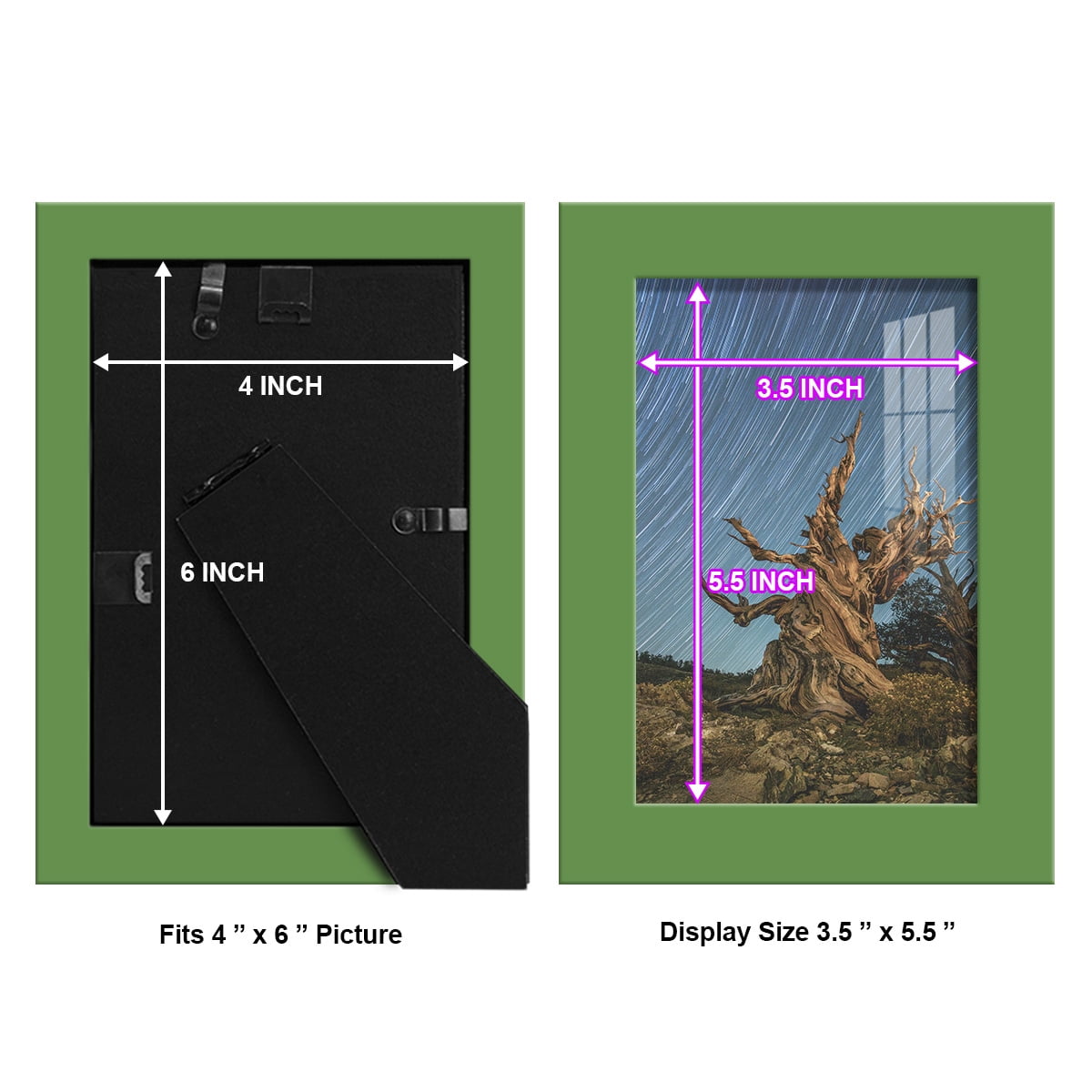 Modern 4 in. x 6 in. Green Picture Frame (Set of 4)