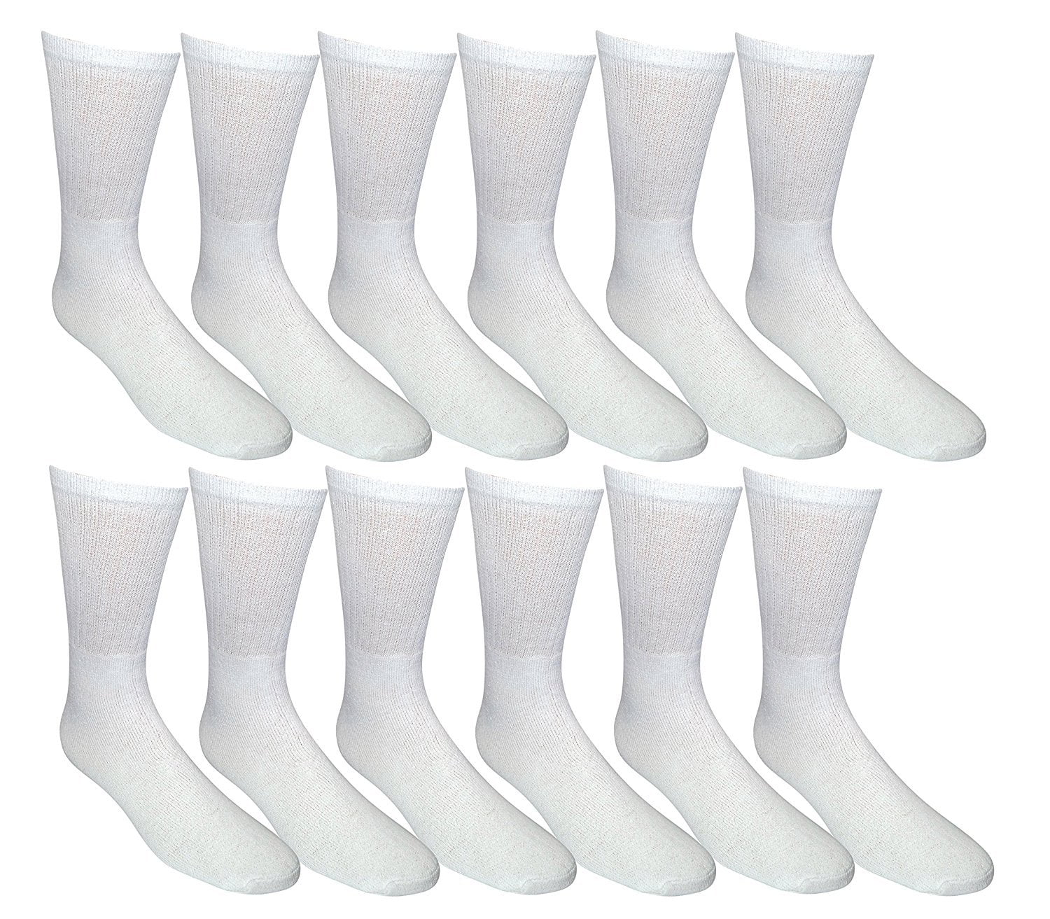 Yacht & Smith 12 Pack of Diabetic Nephropathy And Edema Crew Socks for Men Ring Spun Cotton Size 10-13