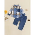 thumbnail image 4 of Baby Toddler Boy Fall Outfits 6 12 24 Months 2T 3T 4T 5T Classic Long Sleeve Plaid Print Jacket + Corduroy Pants Set Kid Clothes, 4 of 9