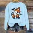 thumbnail image 2 of Halloween Sweatshirt for Women Hoodless Sweatshirt Oversized Crewneck Sweatshirt for Women Long Sleeve Pullover Comfort and Relaxed Fit Blue L, 2 of 4