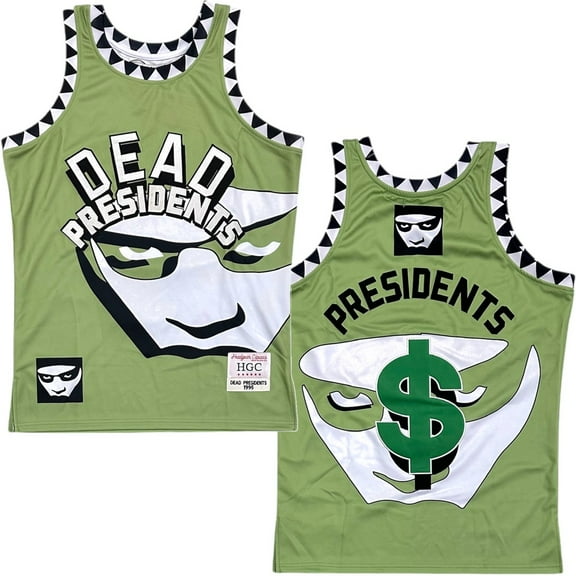 Dead Presidents Movie Men's Headgear Classics Embroidered Basketball Jersey (Small, Green)