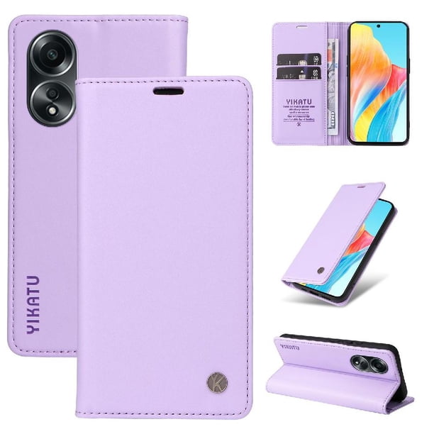 Funda para OPPO A58 4G Estuche de Cuero PU Tipo Cartera con Ranuras para Tarjetas y Cierre Magnético