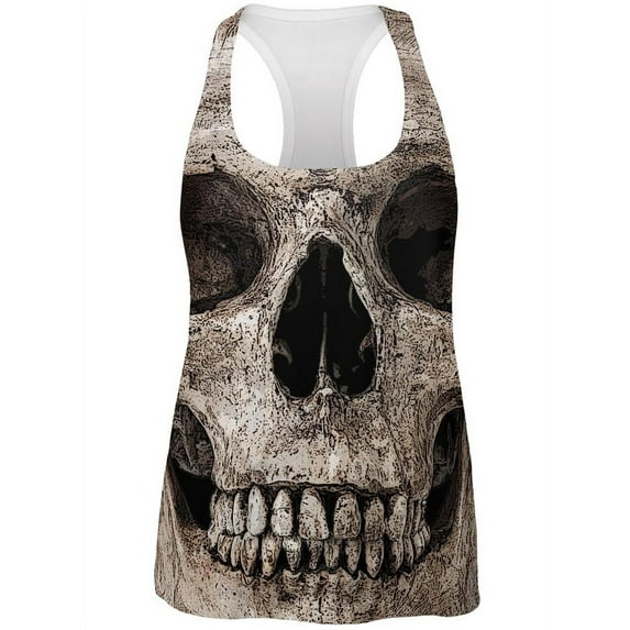Big Skull All Over Womens Racerback Tank Top - Large