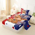 thumbnail image 2 of Manfei Patriotic Highland Cattle Twin Sheets,Stars Firework Stripes Bedding,Brown Navy,3-Piece,1 Fitted Sheet and 1 Pillowcase, 2 of 6
