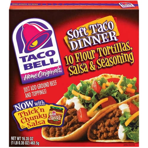 Taco Bell Home Originals Soft Taco Dinner Flour Tortillas, Salsa