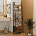 thumbnail image 7 of Tydimor 5-Tier 64"H Industrial Bookshelf with 2 Removable Drawers Narrow Bookcase for Living Room,Rustic Brown, 7 of 7