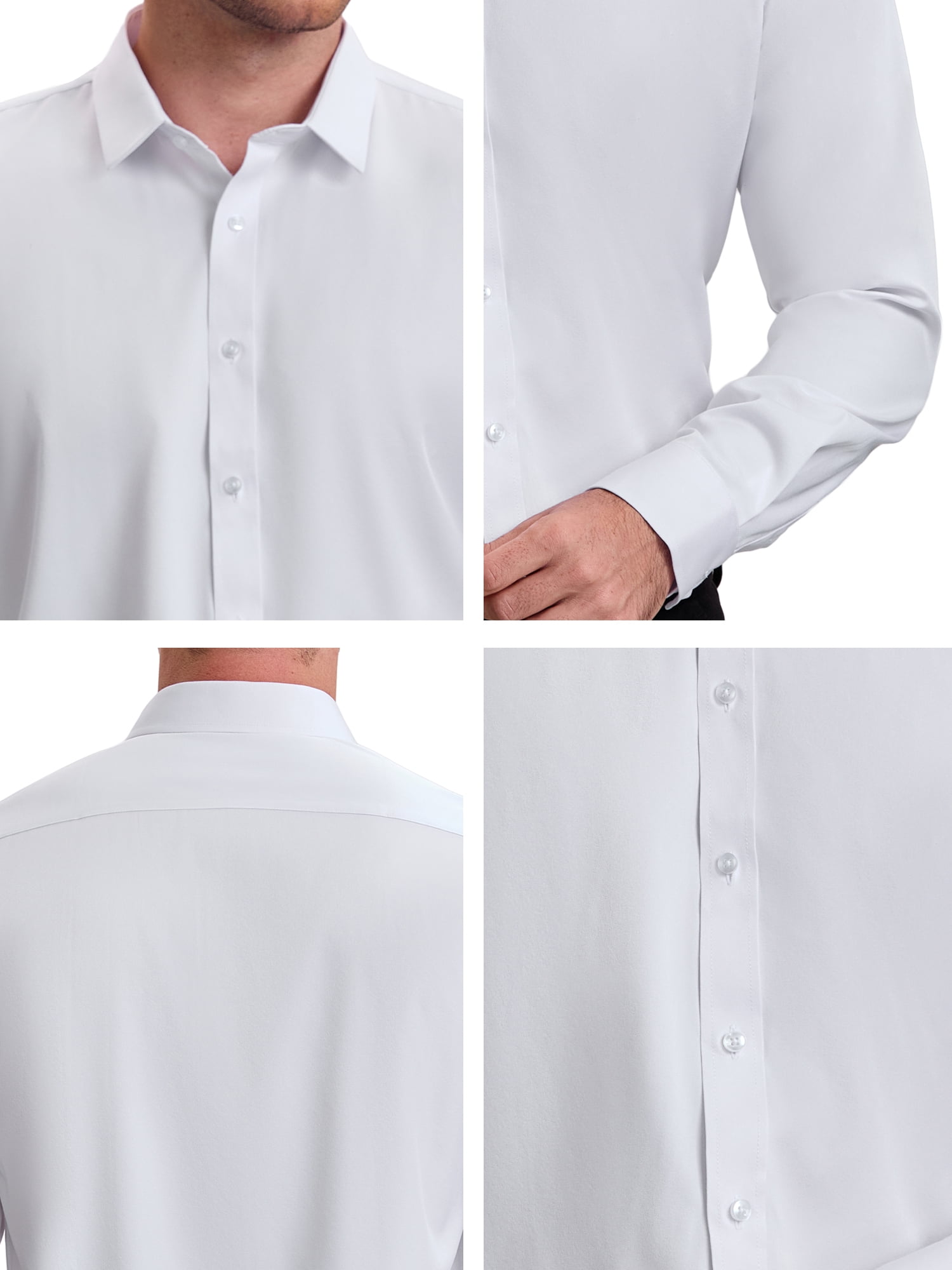 DARING DIVA Men's Point Collar Long Sleeve Button Down Formal Shirts XL White