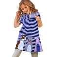 thumbnail image 3 of Toddler Baby Kids Girls Cotton Short Sleeve Casual Dress Cartoon Appliques Striped Princess Dresses 5t Rainbow Dress, 3 of 9