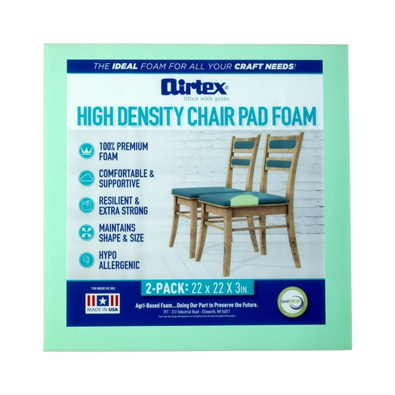 Airtex High-Density Foam Cushion Set 3" x 22" x 22" 2 Pack