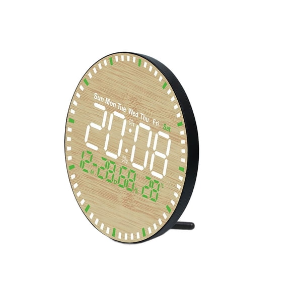 Wooden Digital Wall Clock Large Led Wall Clock With Remote Control Time Date